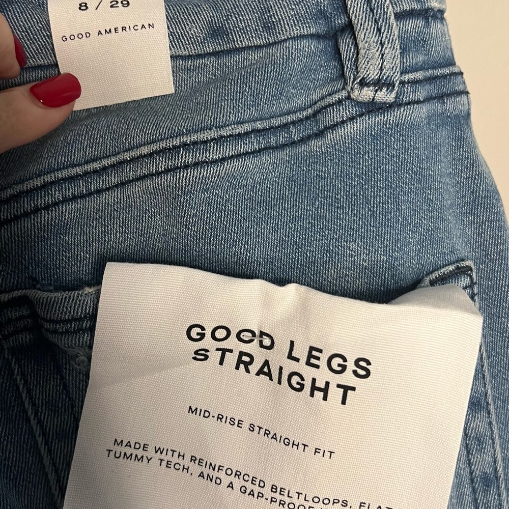 Good American Light Blue Straight Leg Jeans